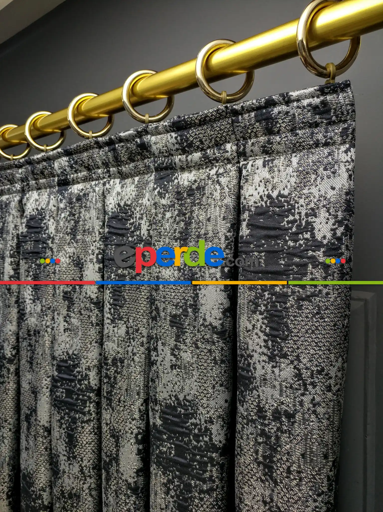 Modern Desenli Jakarlı Fon Perde Yeni Seri 401- Lacivert-gri-füme-antrasit-füme