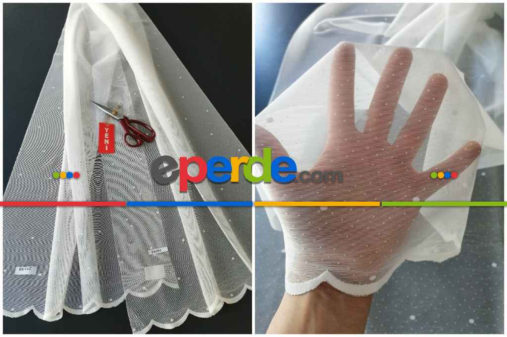 Karan Spor Desenli Örme Tül Perde - 2 Renk ( Beyaz / Ekru )