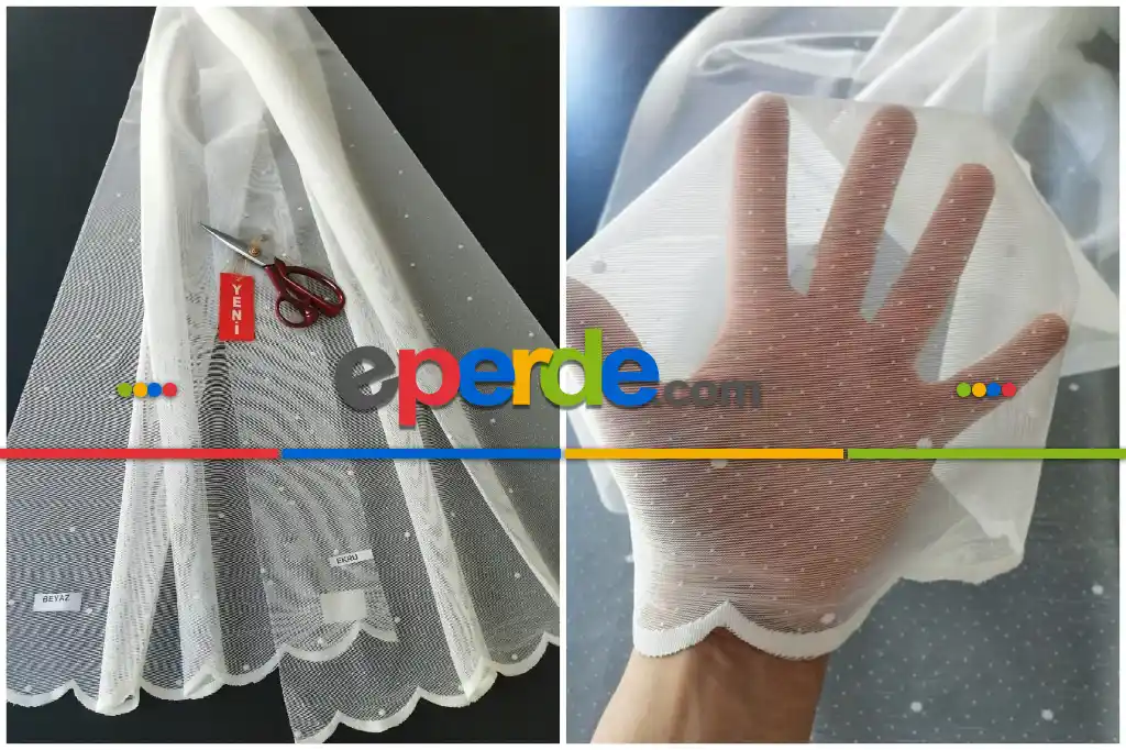 Karan Spor Desenli Örme Tül Perde - 2 Renk ( Beyaz / Ekru )