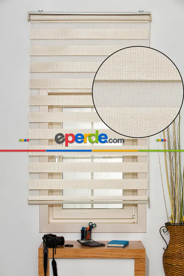 Krem Bambu Zebra Perde- Krem