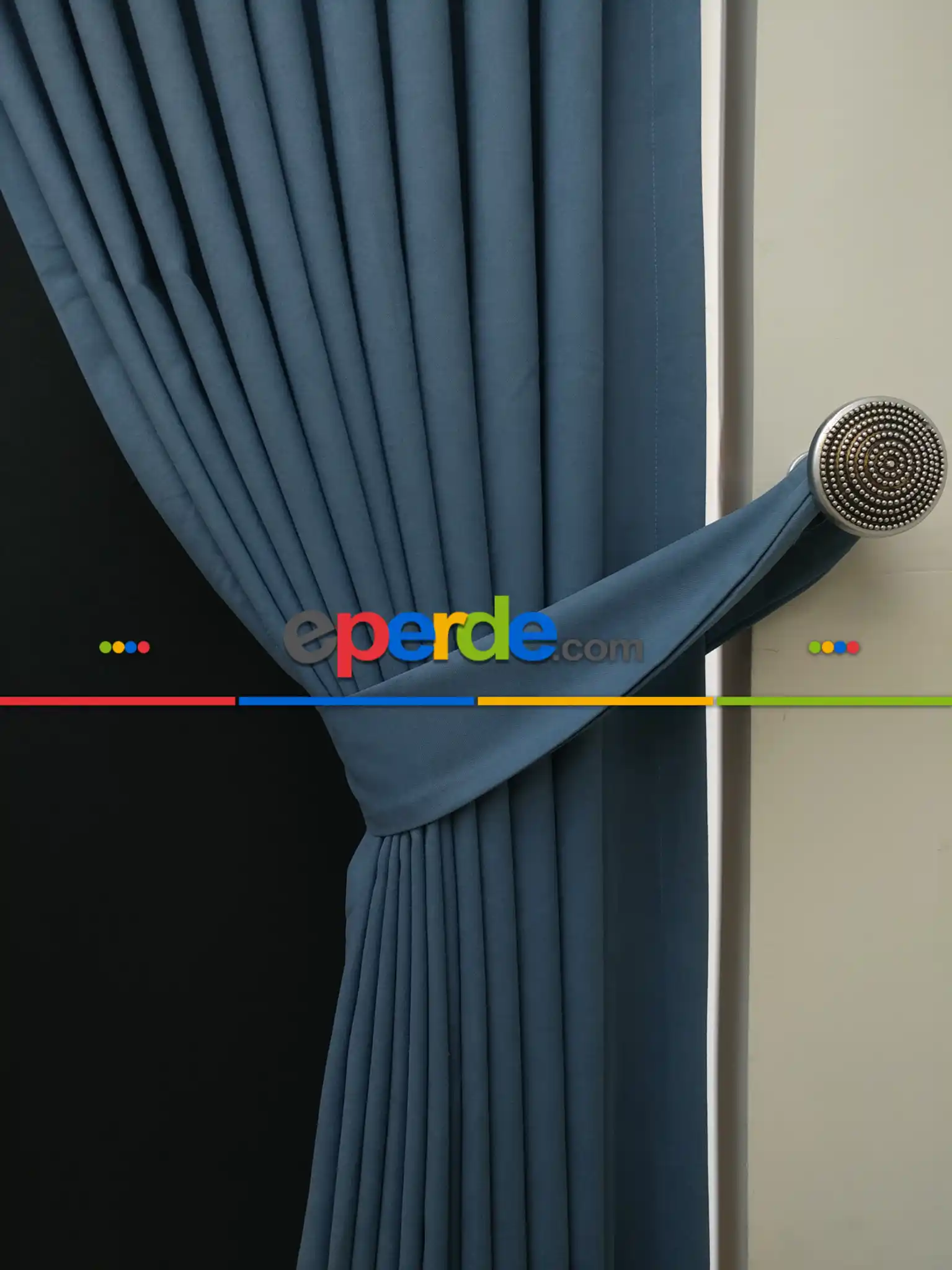 Düz Renk Dökümlü Fon Perde (150)- İndigo