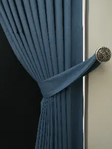 Salon Fon - Düz Renk Dökümlü Fon Perde (150)- İndigo