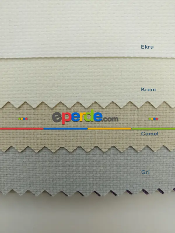 Salon - Stor Perde Panama Serisi Kalın Dokulu - Krem Gri- Gri-füme-antrasit-krem-ekru-camel