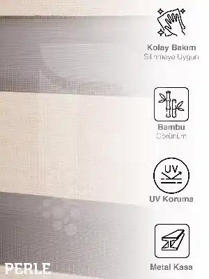 Perle Sahra Beji Renk Bambu Stor Zebra Perde Yüksek Kalite Alüminyum Kasa Soft Bamboo