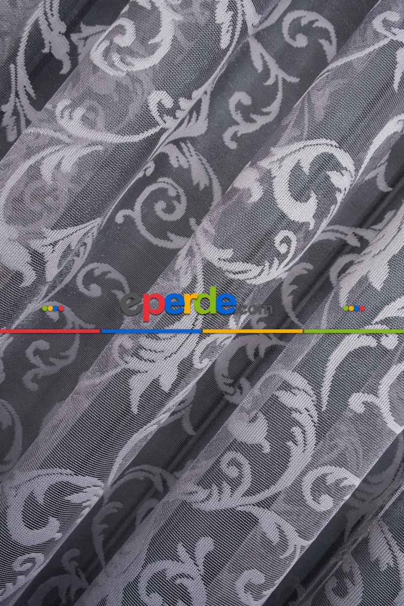 Sarmaşık Şal Desen Gri Füme Renk Desen Tasarım Tül