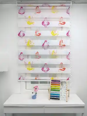 Kız Çocuk Odası Zebra Perde- Sarı-pembe