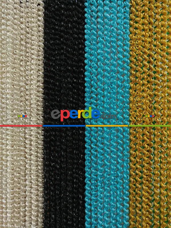 Altın Rengi İp Perde Duble Bukle Serisi- Sarı-gümüş