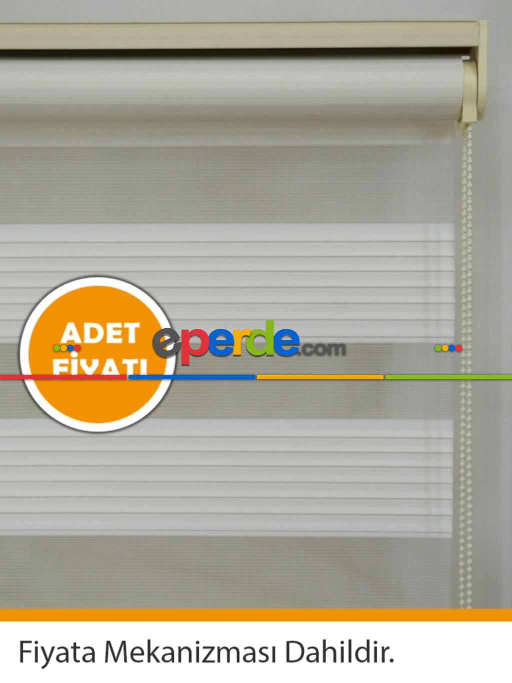 100x200 Hazır Ekru Dar Plise Zebra Perde-436- Krem Açık