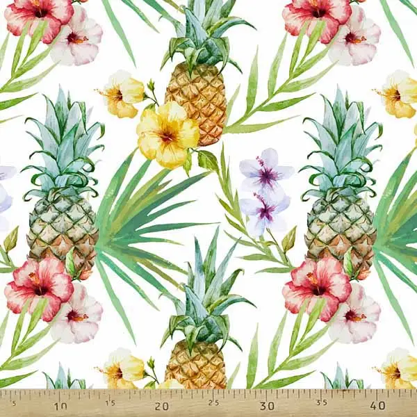 Tropikal Desenli Fon Perde K486 T - Kumaşı Kalındır Duck Bezi Değildir.- Yeşil-Beyaz-Çok Renkli