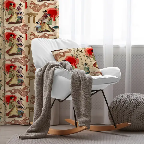 Etnik Japon Fon Perde Evim 556 Kumaşı Kalındır Duck Bezi Değildir