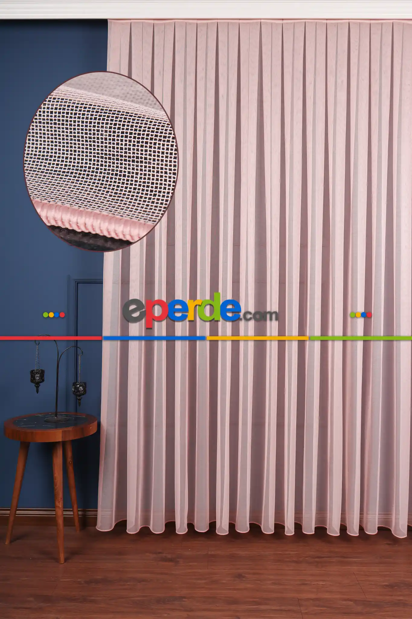 Pudra Pembe Düz Tül Perde