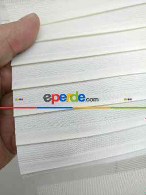 Krem Geniş Pliseli Zebra Perde- Krem