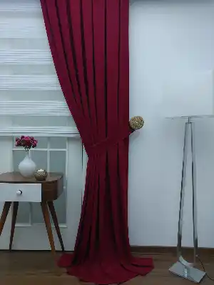 Vişne Rengi Düz Fon Perde (280 Eninde)- Vişne