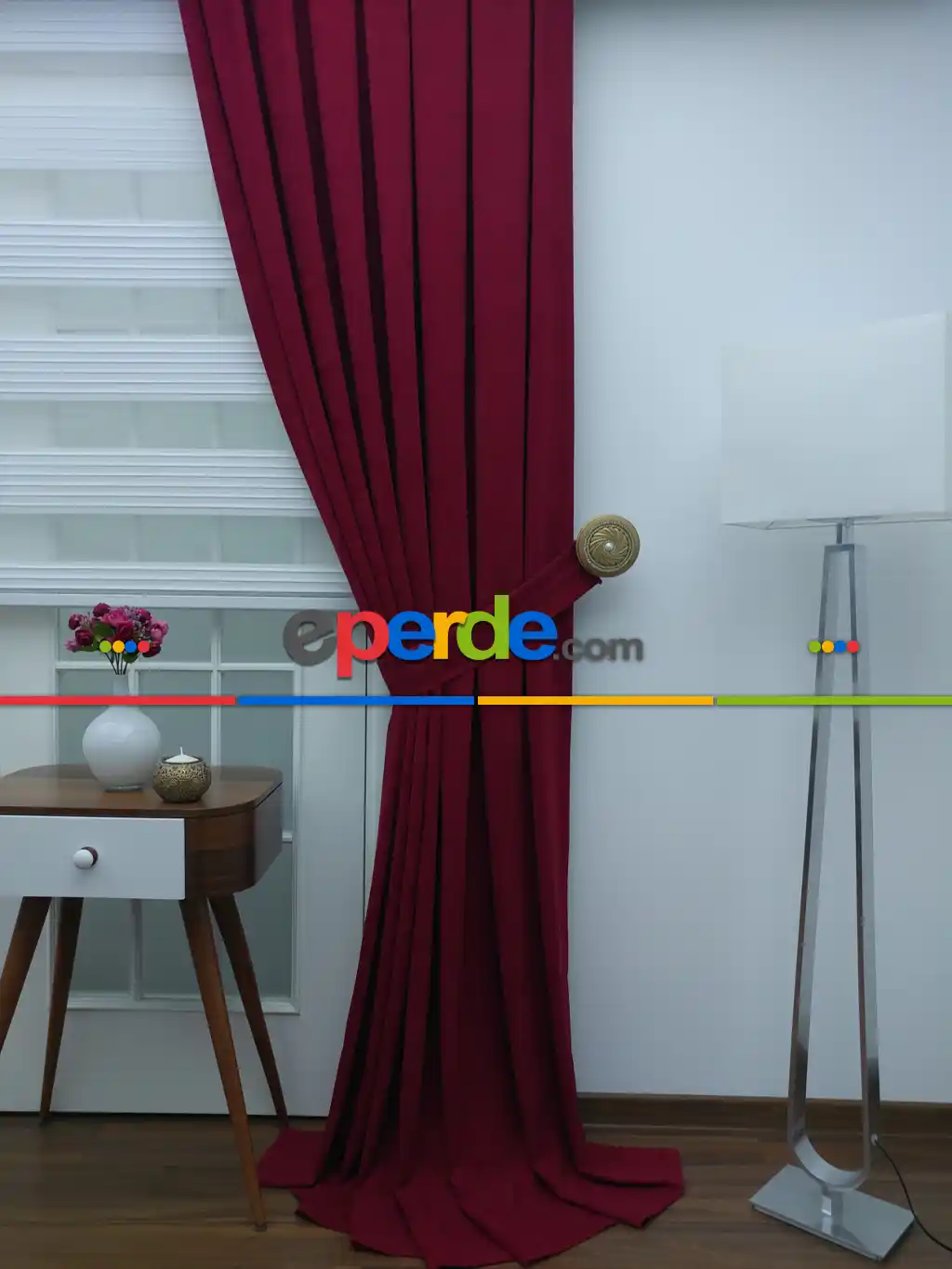 Vişne Rengi Düz Fon Perde (280 Eninde)- Vişne