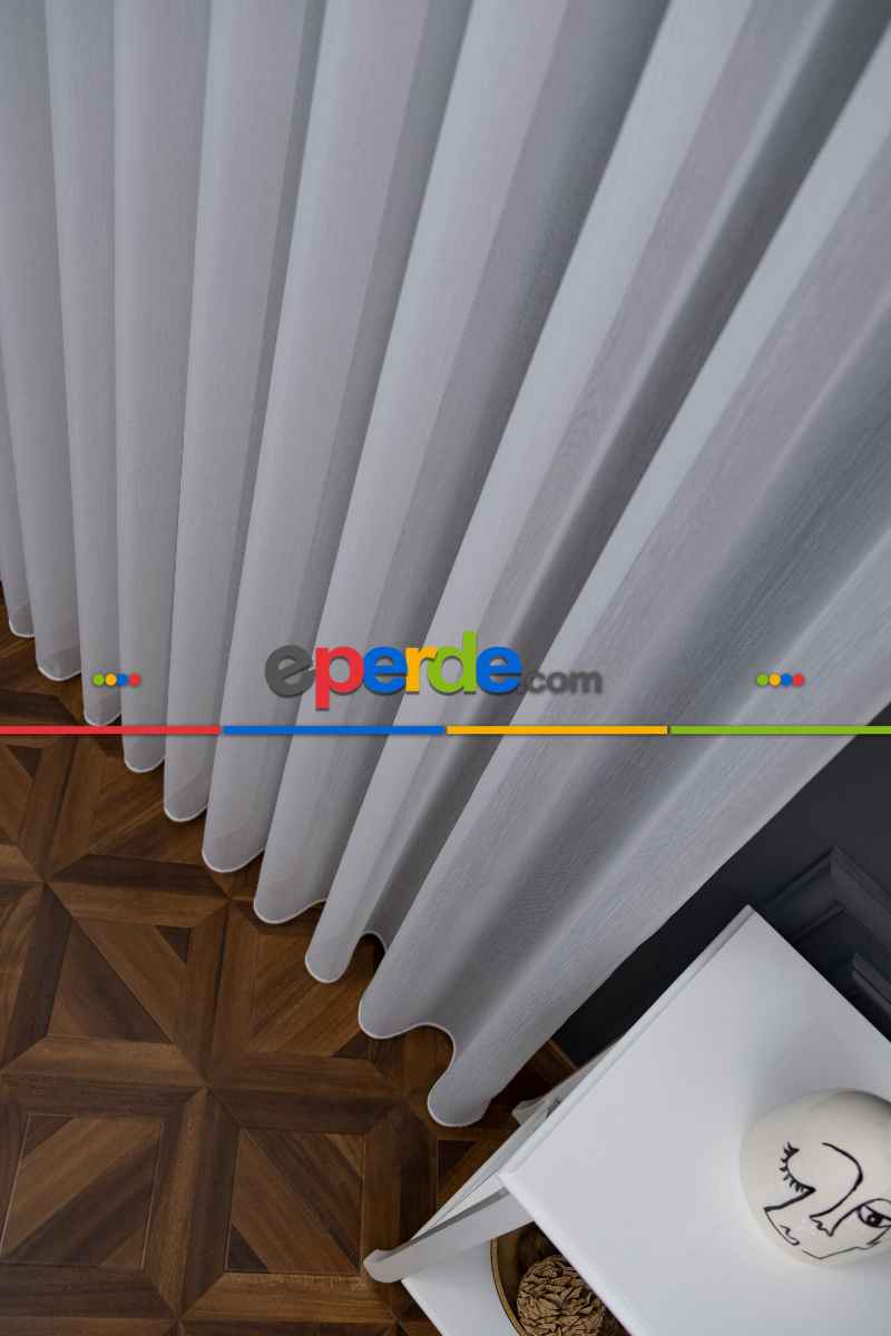 Çizgili Ekru Renkli 1.sınıf Kalite S Pile Bambu Tül Perde