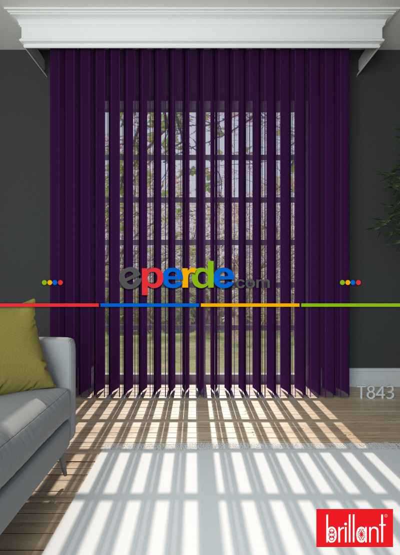 Brillant Akıllı Tül Perde Mor Renkli Tül Dikey Zebra Perde Düz 1. Kalite