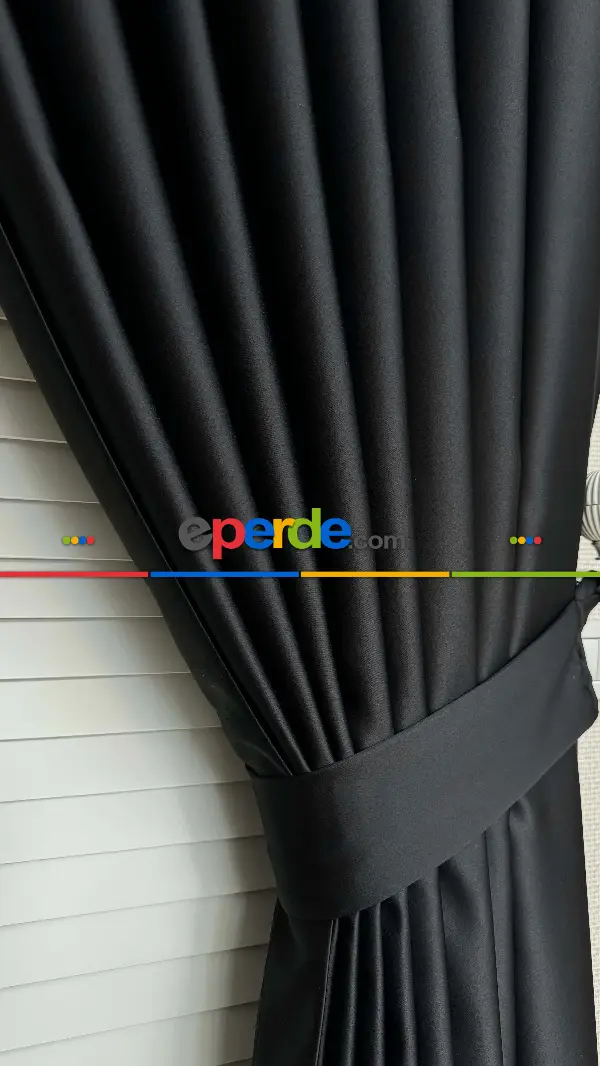 Yatak Odası - Siyah Blackout Perde - Karartma Fon Perde, Premium Kalite Serisidir, � Işığı Keser