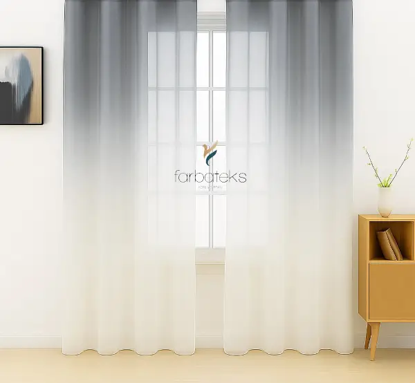 Gri Antasit Füme Üstden Renk Geçişli Tül Perde