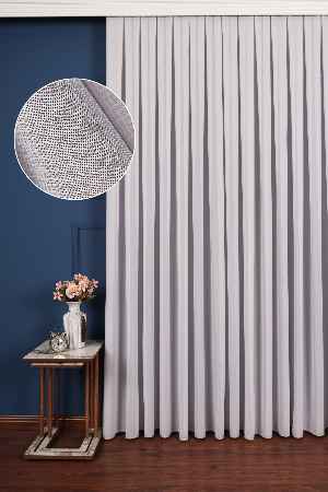 Krep Gri Düz Tül Perde