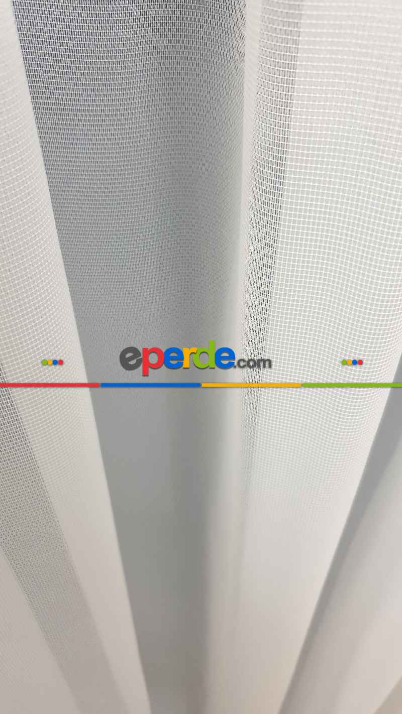 Yatak Odası - Parlak Kalın Tül Tasarım Moda Yeni Tasarım- Beyaz-ekru