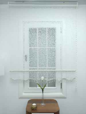 Örme Dantel Çiftli Sistem Tül Stor Perde- Ekru