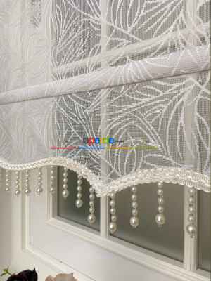 Son Kalite Çiftli Sistem Örme Tül Stor Perde- Beyaz