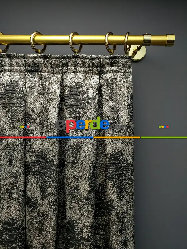 Yatak Odası - PatineDesenli Modern Desenli Jakarlı Fon Perde Yeni Seri 401- Gri-füme-antrasit-bej-füme