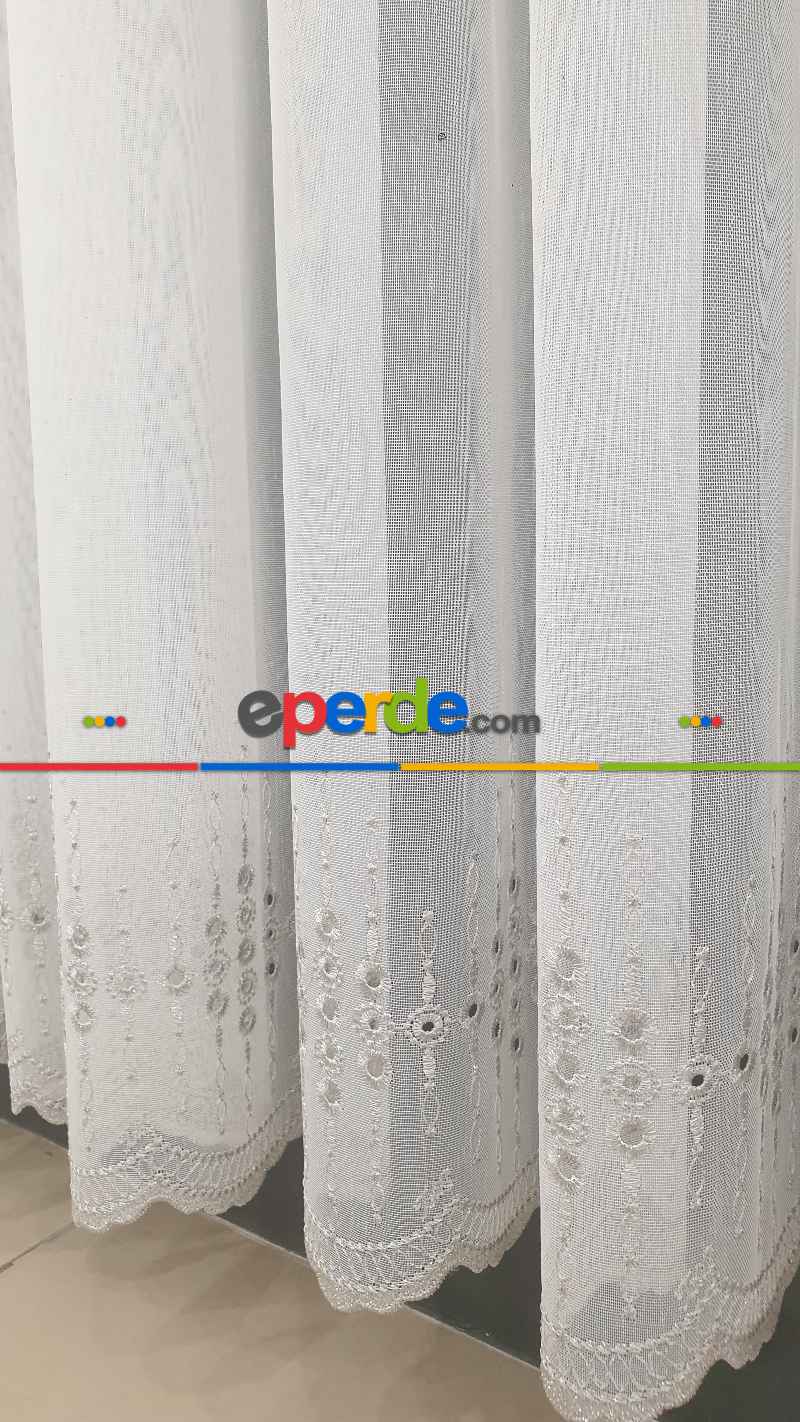 Salon Tül Modelleri - Taç Tül Perde Yen Tasarım Guernica Tül Gri Gümüş İşlemeli