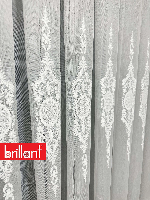 Brillant Ayna Desen Gold İşlemeli Tül Perde Beyaz