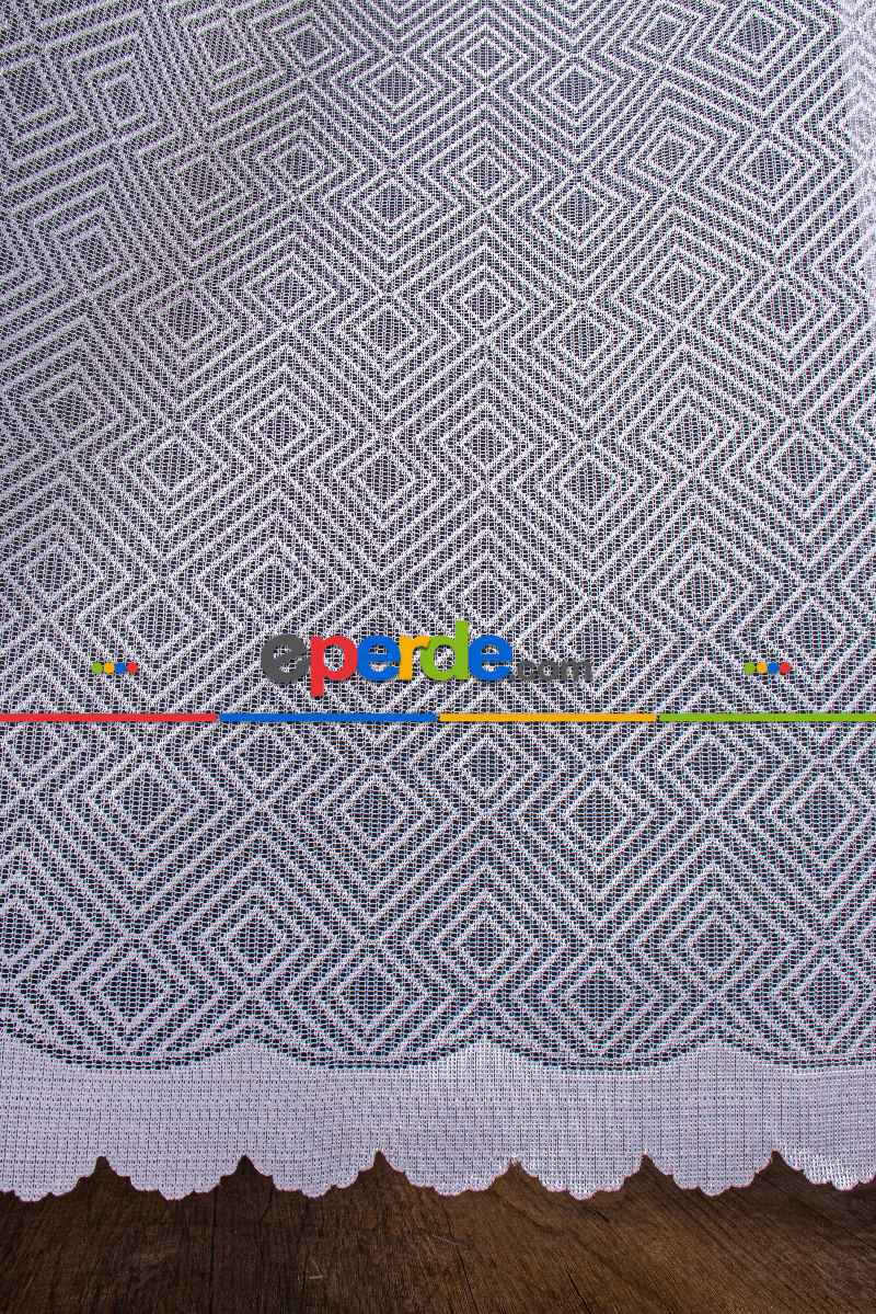Herringbone (balık Sırtı) Örme Tül Perde - Modern Ve Minimalist Tasarım - Beyaz