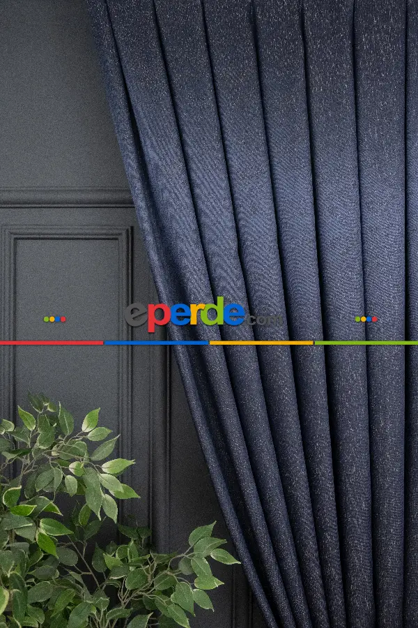 Yatak Odası - Lacivert Pano Fon Gramajlı Dökümlü Jakar Fon Perde (180)- Lacivert