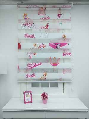 Barbie Kız Çocuk Odası Zebra Perde- Pembe