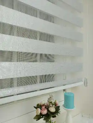 Bambu Zebra Perde Gümüş Sim Kırçıllı 1.kalite Lux- Beyaz-gümüş Simli
