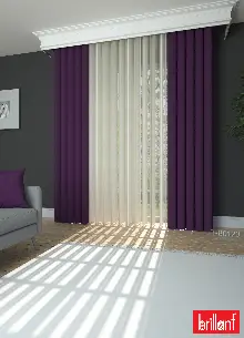 Brillant Akıllı Tül Perde Koyu Mor Renkli Tül Dikey Zebra Perde Düz 1. Kalite
