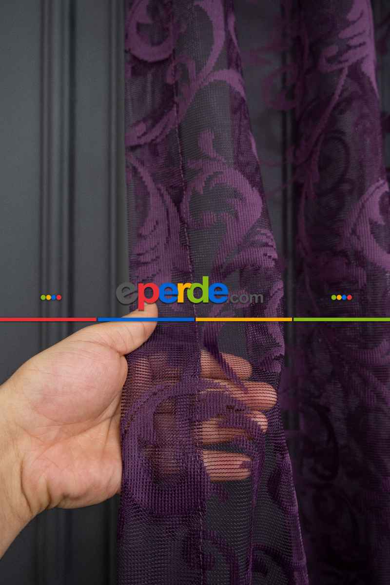 Sarmaşık Şal Desen Mor Renk Desen Tasarım Tül