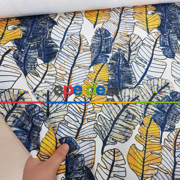 Yatak Odası - Yaprak Desenli Fon Perde Evm737 Kumaşı Kalındır Duck Bezi Değildir- Siyah-Mavi-Gri-Füme-Antrasit-Sarı-Beyaz