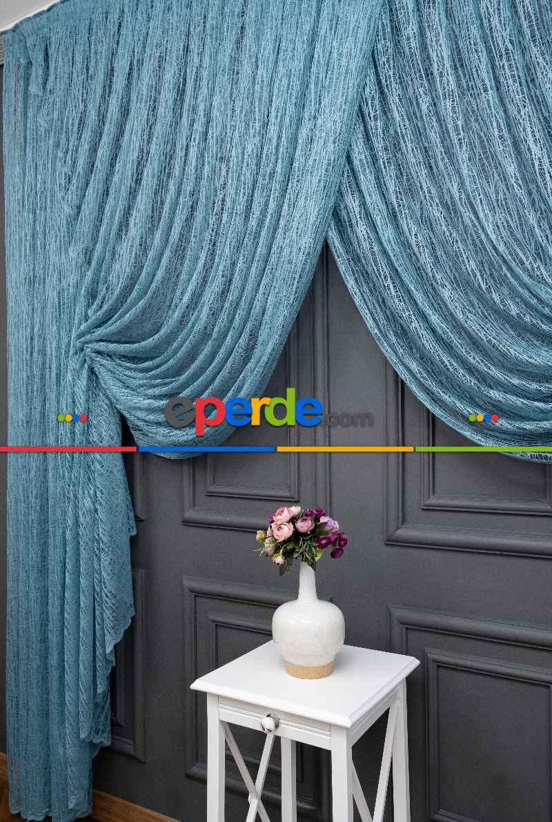 Mint Turkuaz Renk Yanki Tiyatro Kruvaze Model Tül Yanki Tül Camkırığı Tül