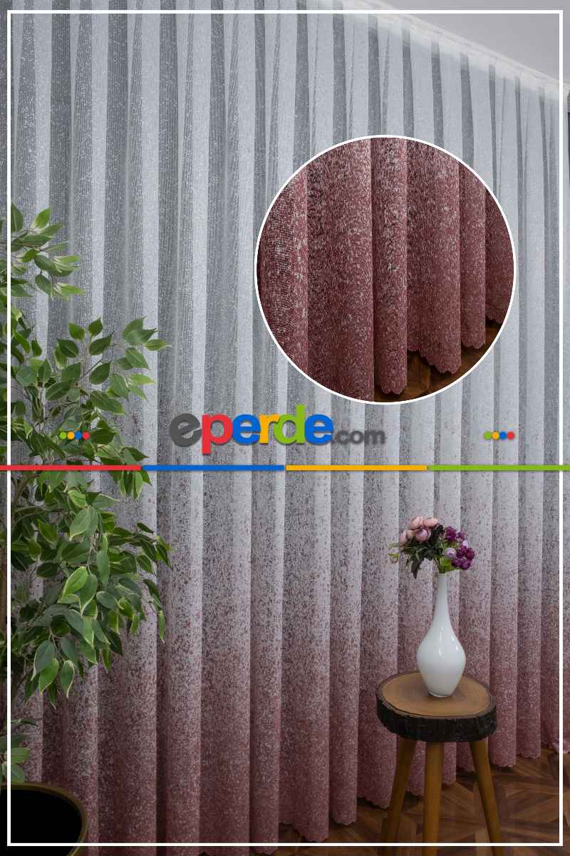 Yatak Odası - Püskürtme Pembe Pudra Tül Genc Tasarım Moda Gülkurusu Tül