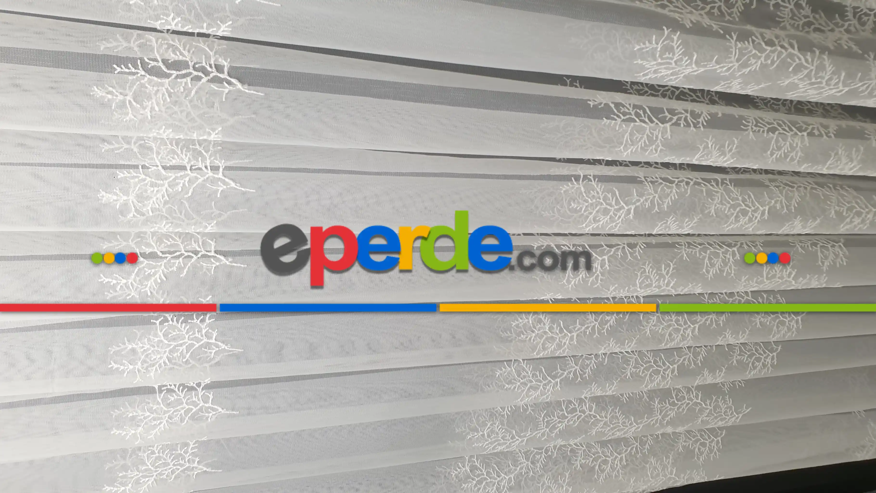 Yatak Odası - Sıra Dallar İşlemeli Sıra Desen Bambu Kırışmaz Ütü İstemez Tül