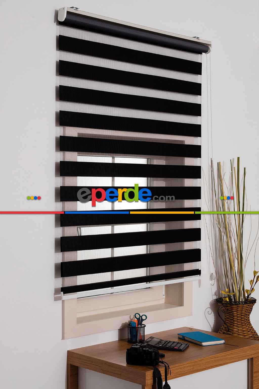 Mutfak Zebra Perde Düz Seri- Siyah