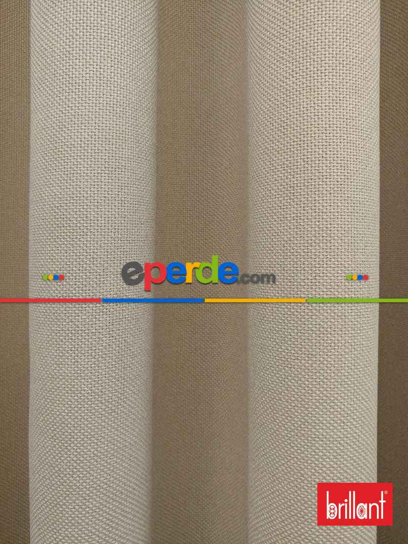 Brillant Keten Krem Açık Renk Düz Fon Perde - Krem Açık
