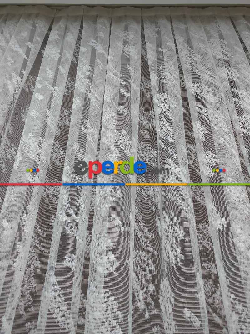 Mutfak Tül Perde Spor Desen - Ütü İstemez- Ekru