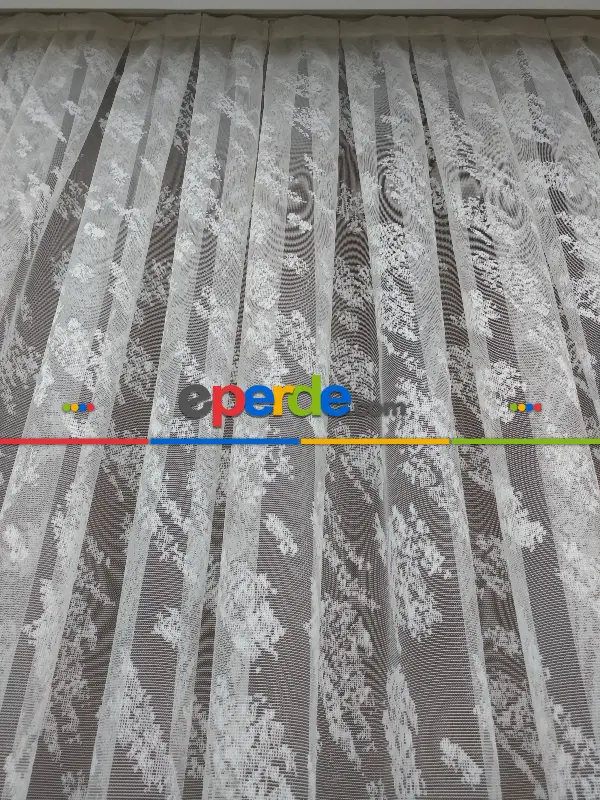 Salon Yatak Odası Spor Serpme Desenli Dantel 2021 Tül Perde- Ekru