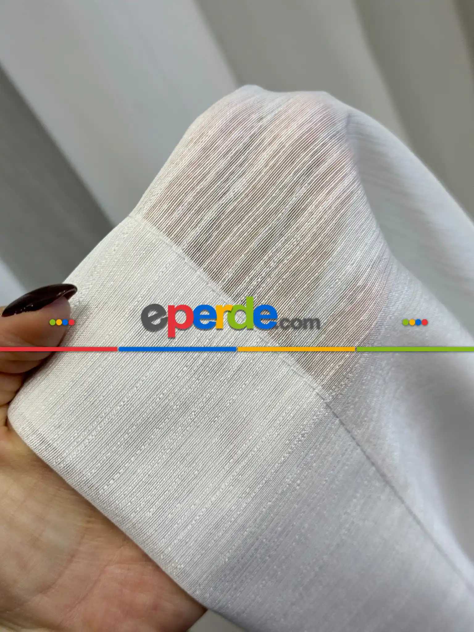 Ekru Sedefli Çizgili Tül Perde, Ağır Gramajlı Premium Seri, Kurşunlu Tül