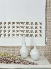 Ekru Lazer Kesimli Stor Perde ( Lazer Kesim Fiyata Dahildir) Metal Kasalı - Yüksek Kalite - Kornişe Kolay Montaj Seçenekli