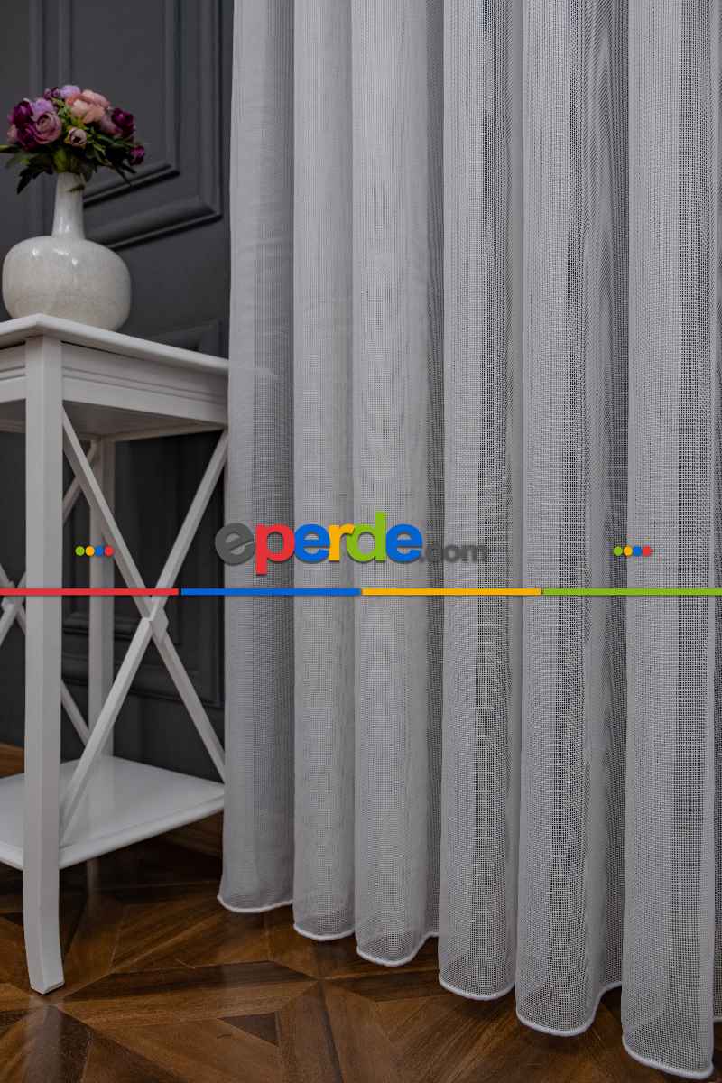 Ekru Renkli Kedi Tırmalamalarına Dayanaklı Tül Perde