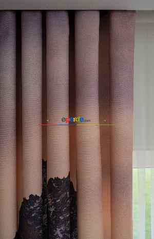 Hazır Ölçülü Dökümlü Kumaştan Dağ Ve Ova Manzaralı Baskılı Pilesiz Fon Perde 1. Kalite