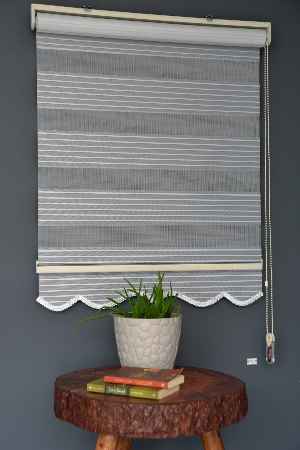 Halim Perdesan Kb-01 Gri & Beyaz Renk Etekli Veya Eteksiz Karartma Zebra Stor Perde