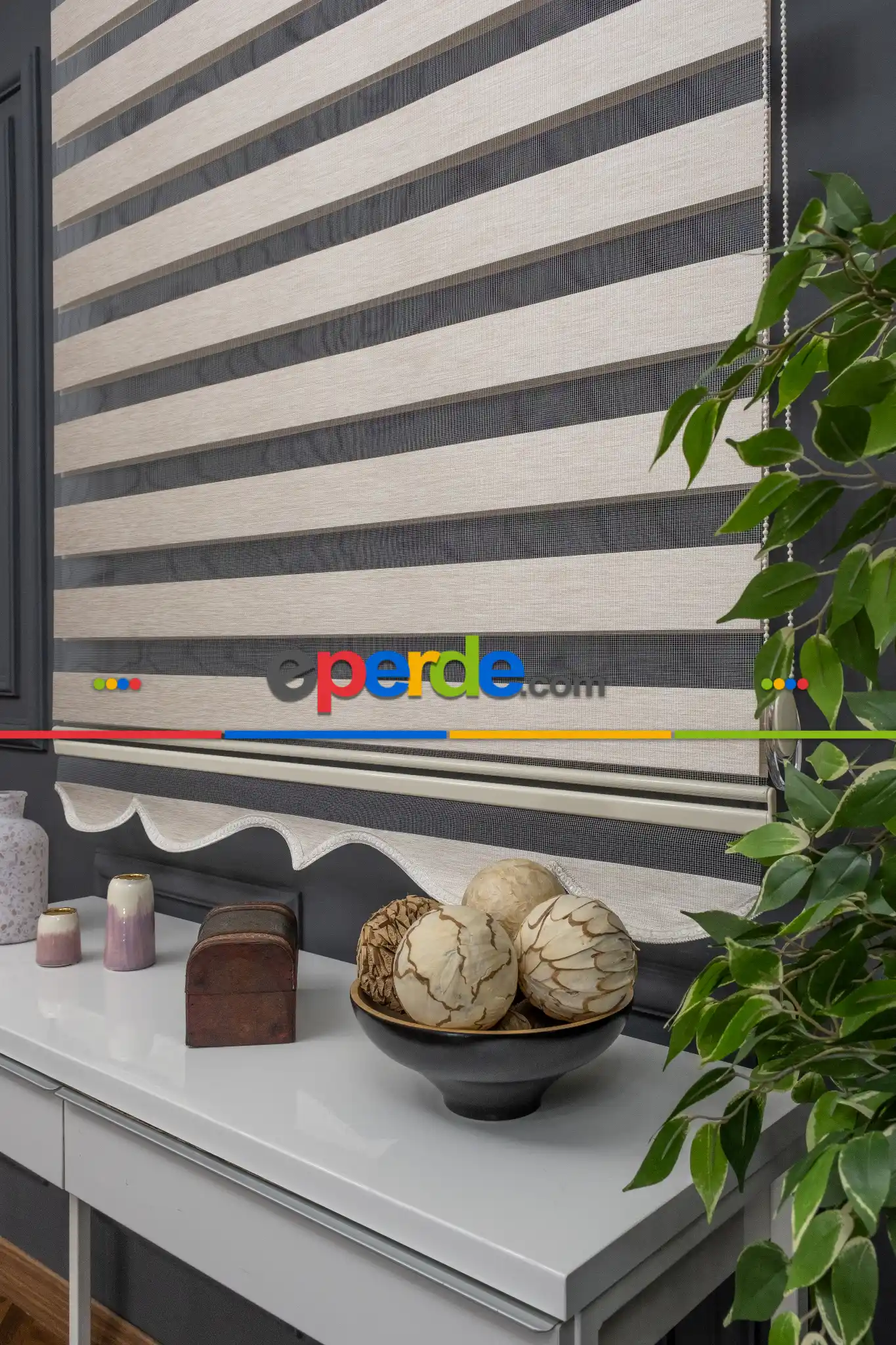 70x200 Hazır Krem Bambu Zebra Perde