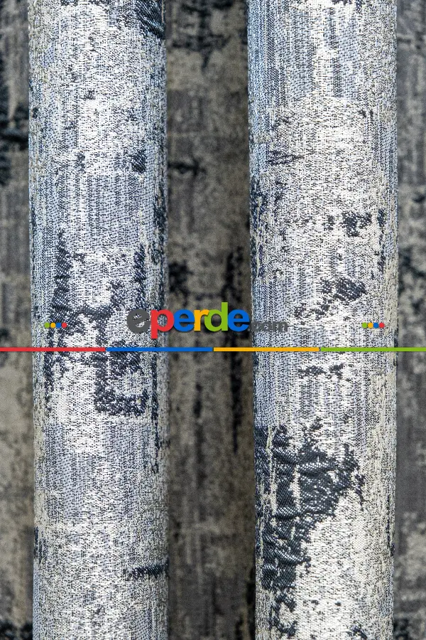 Patinedesenli Valencia Jakar Dokuma Fon Perde- Bej-füme